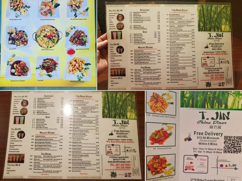 T Jins China Diner Menu