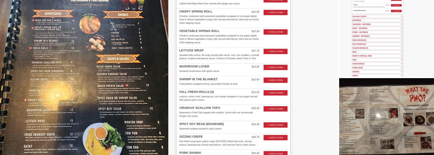 What The Phở Menu