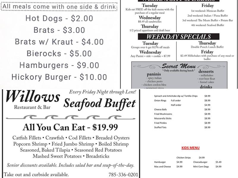 Willows Restaurant & Bar Menu