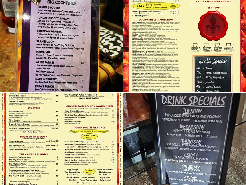 Shuck N Dive Menu