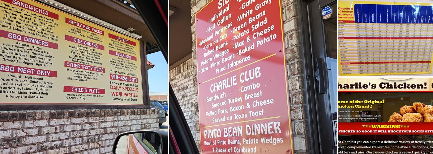 Charlie's Chicken Menu