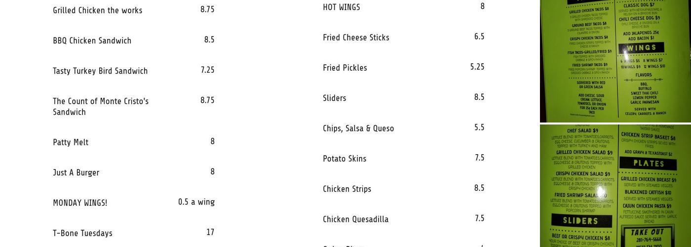 Backyard bar & grill Menu