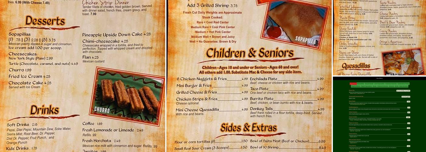 Papa's Mexican Cafe Menu