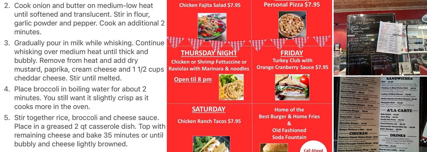 Treats & Treasures Menu