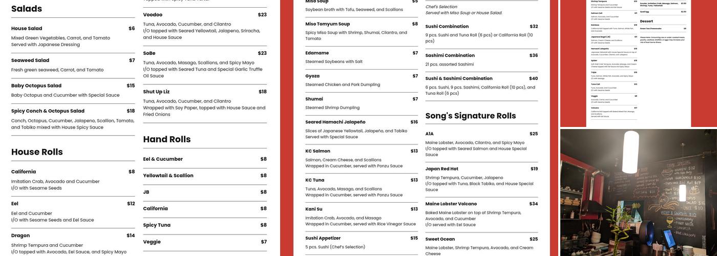 Sushi Song - Gaysha Wilton Manors Menu