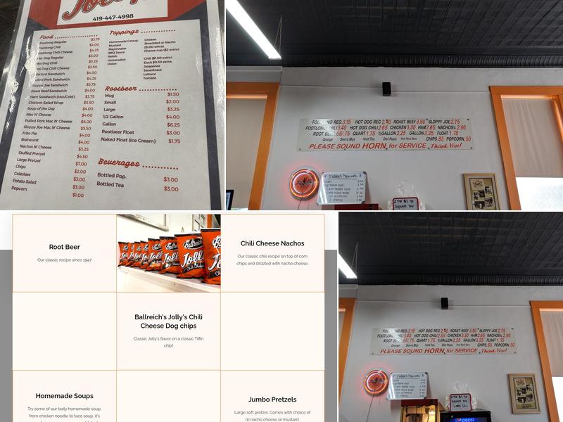 Jolly's Drive In Menu