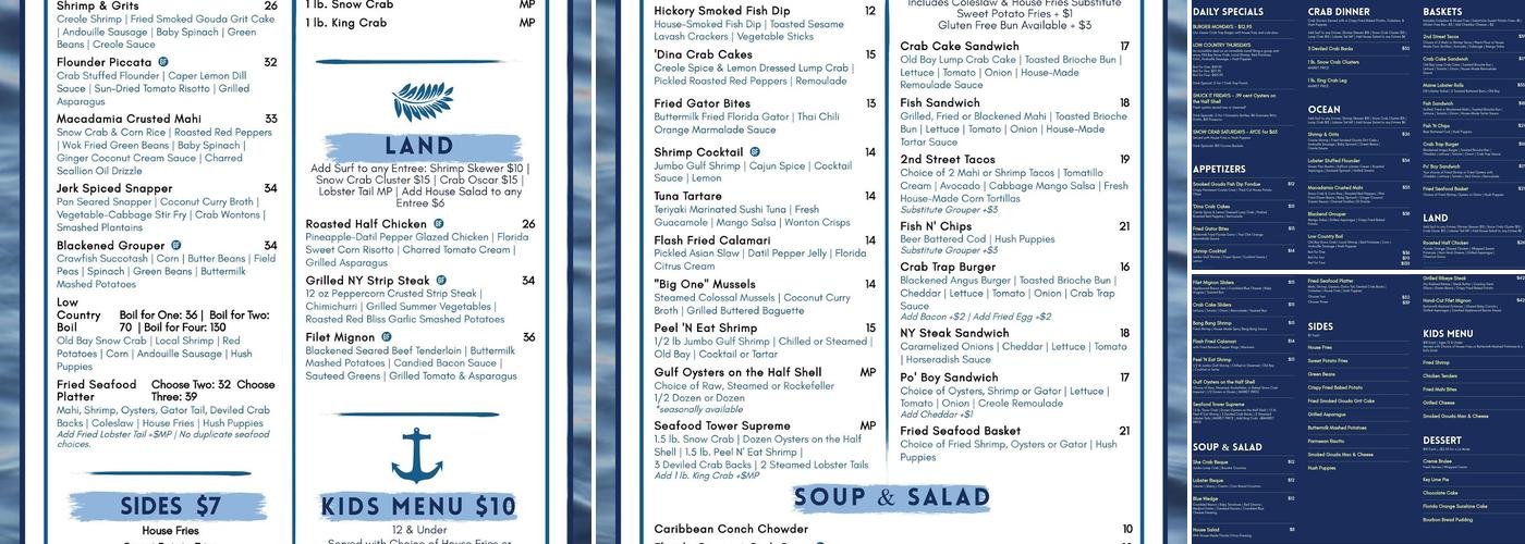 The Crab Trap Menu
