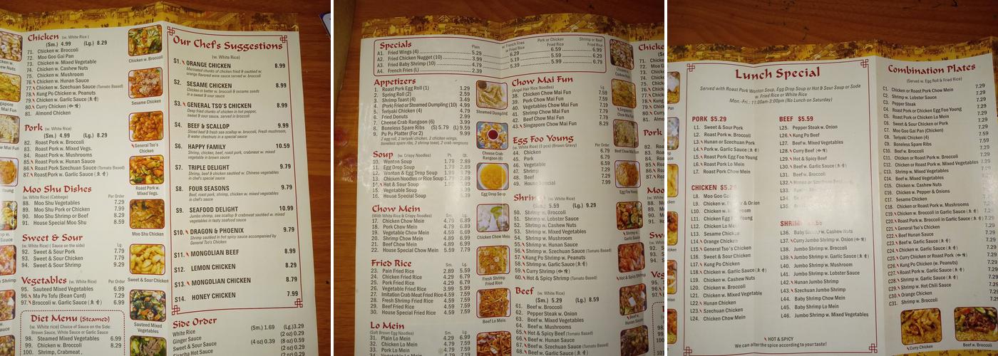 Yummy China Menu