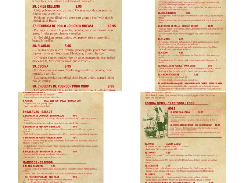 Los Cocos Restaurant Menu