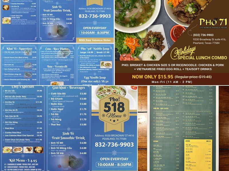 Pho 518 Menu