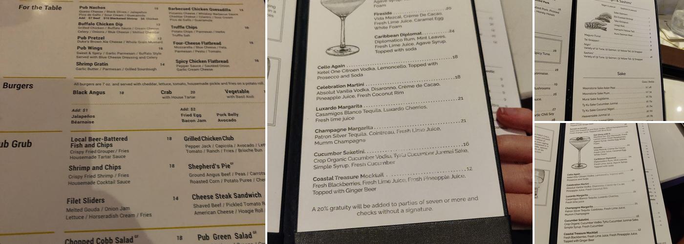 The Lobby Bar @ The Ritz Carlton Amelia Island Menu