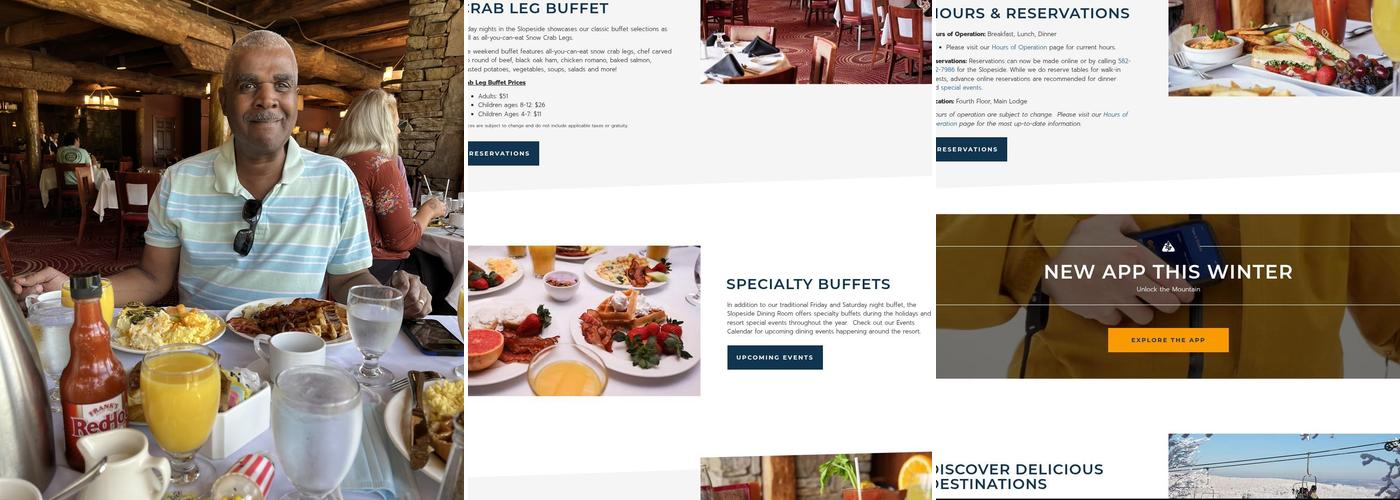 Slopeside Dining Room Menu