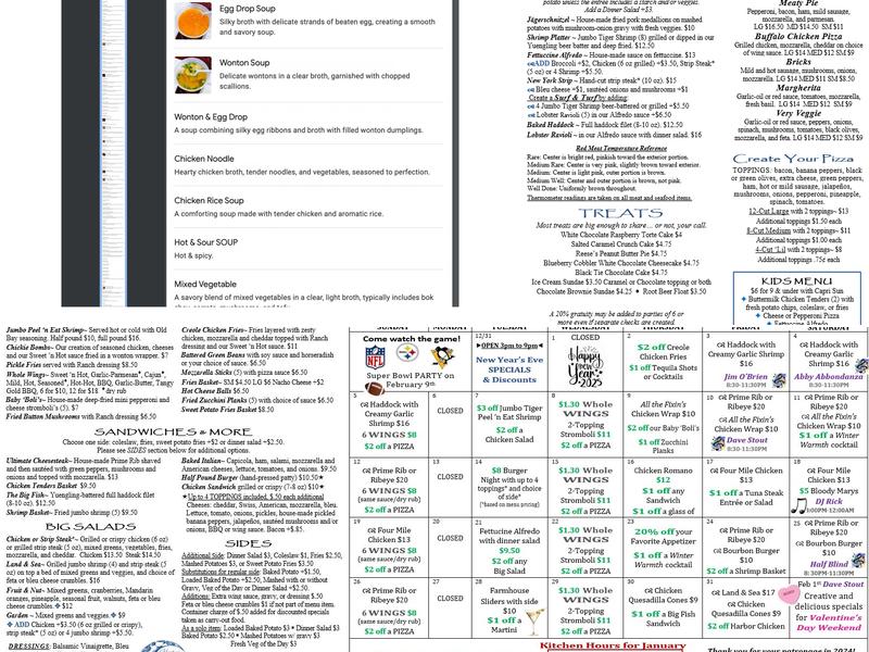 Harbor Inn Restaurant & Lounge Menu