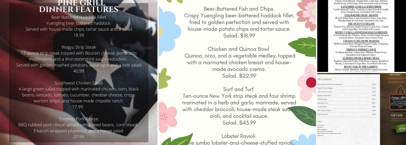 Pine Grill Restaurant Menu