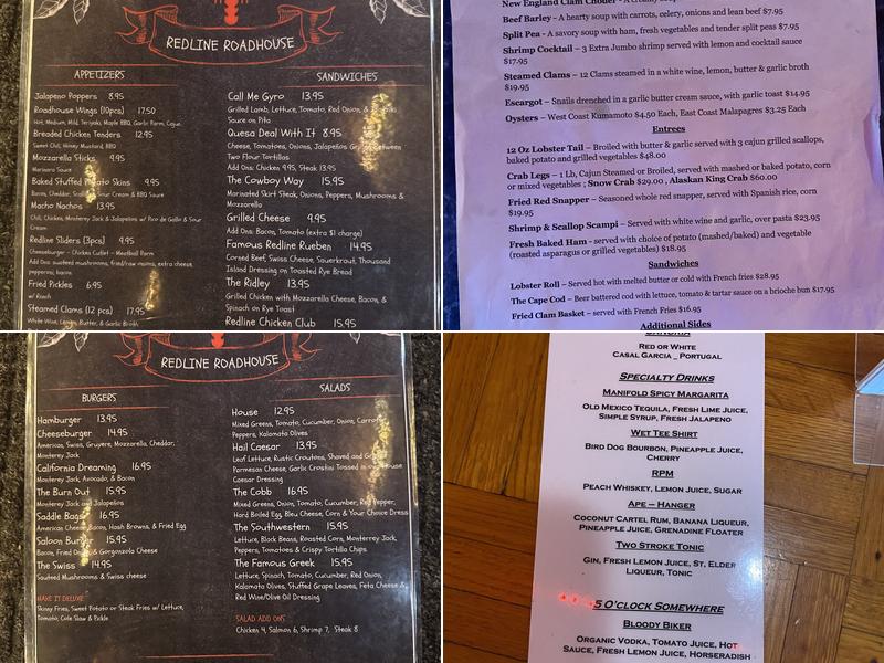 Redline Roadhouse Menu
