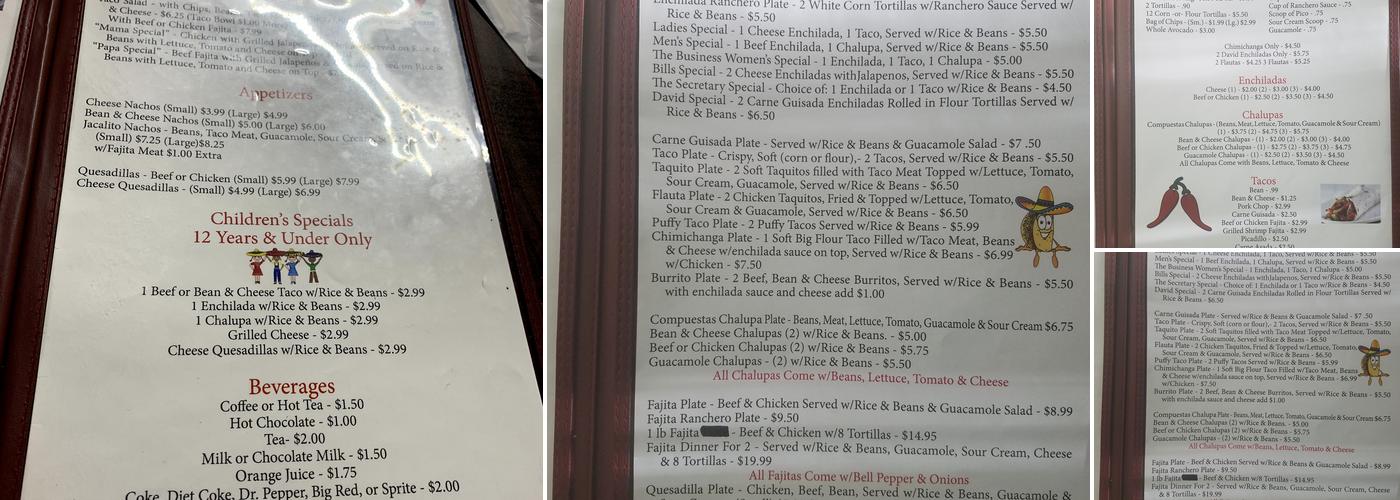 El Jacalito Menu