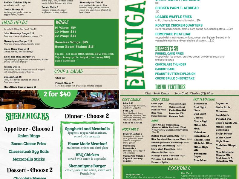 Shenanigans Menu