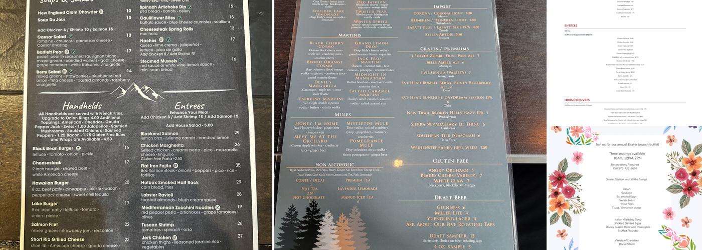 Boulder View Tavern Menu