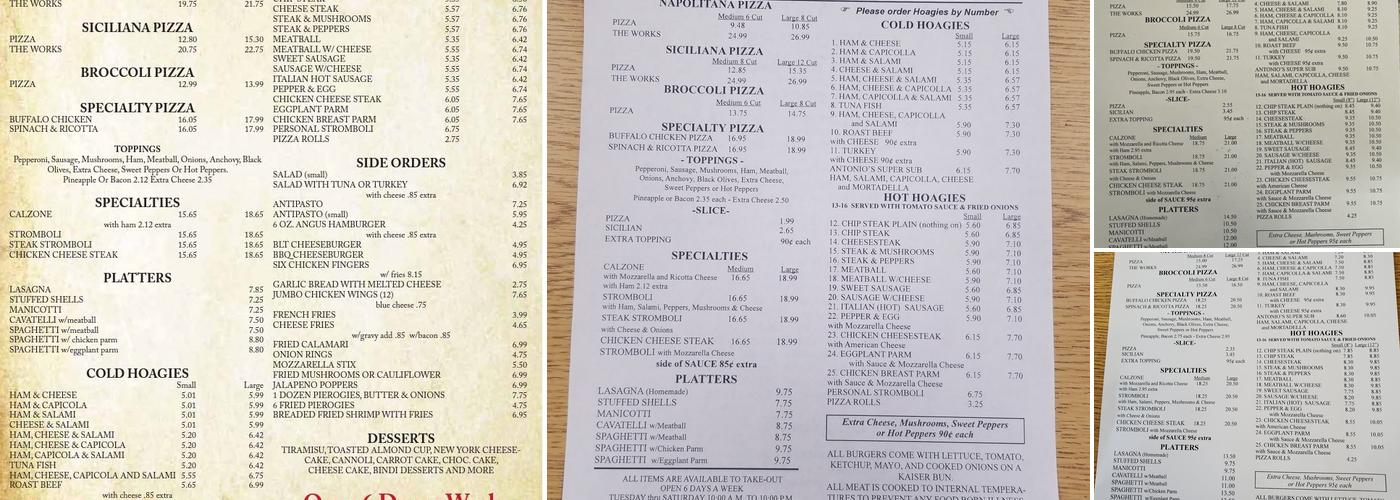 Antonio's Pizza Menu