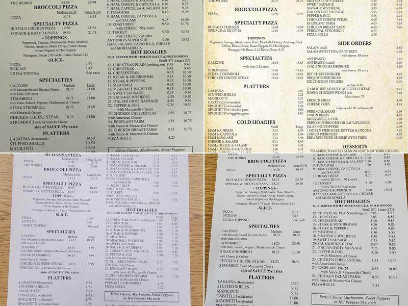 Antonio's Pizza Menu