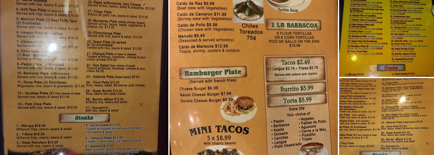 El Agave Menu