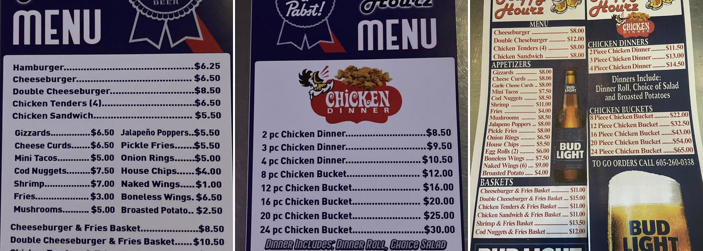 Happy Hourz Menu