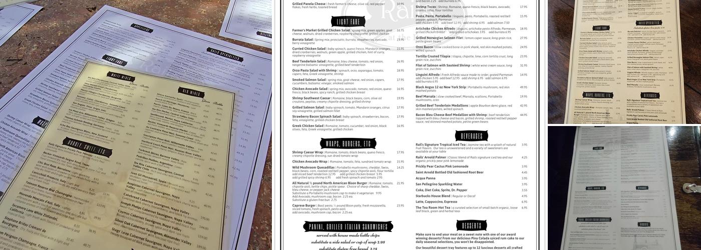 Rails A Cafe At the Depot Menu