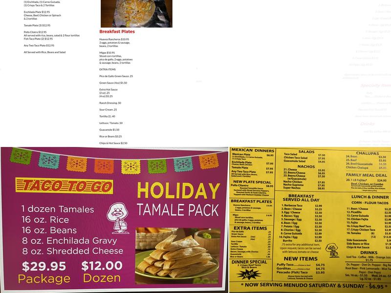Taco to Go Menu