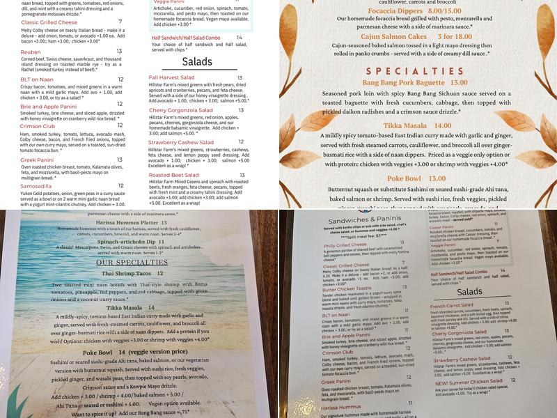 Crimson Cafe Menu