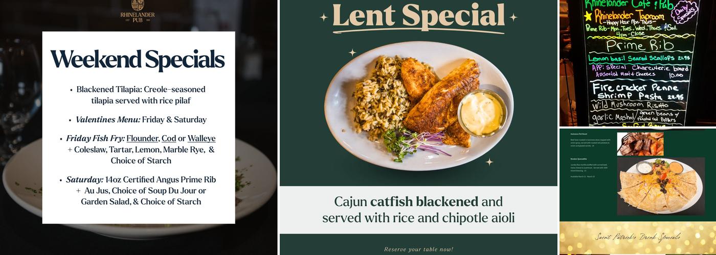 Rhinelander Pub Menu