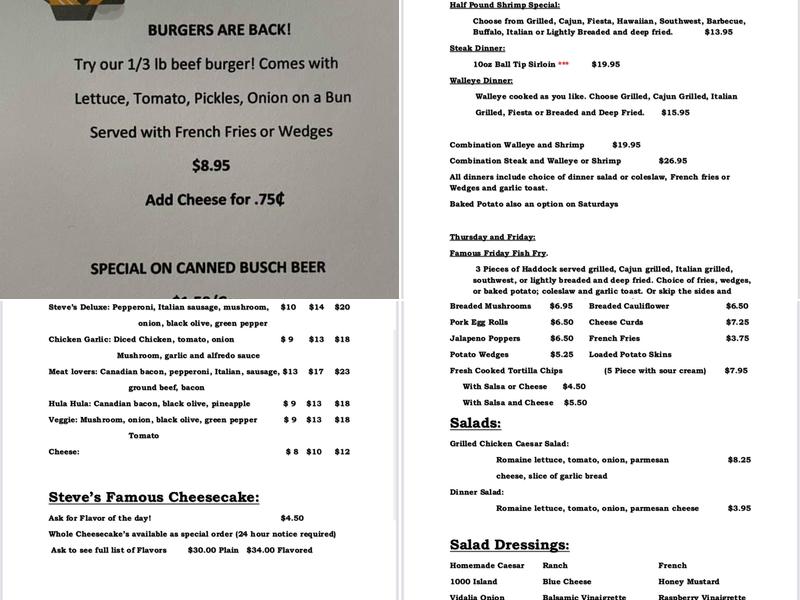 Beachcomber Lounge Menu