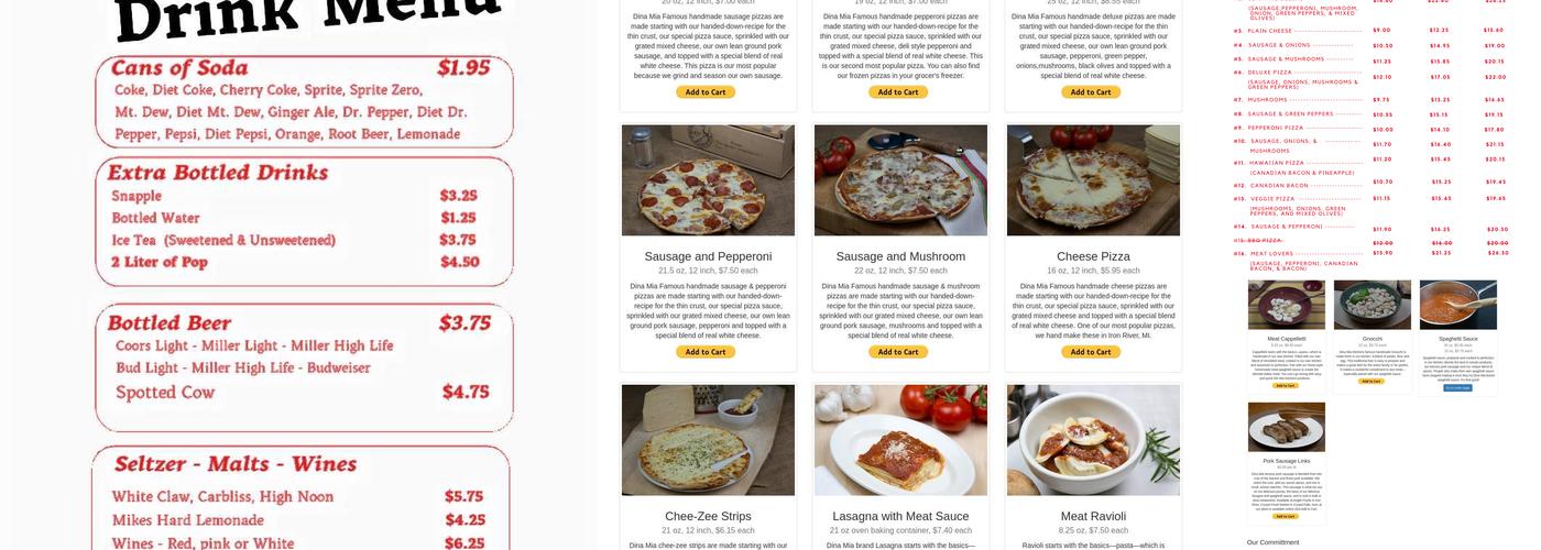 Dina Mia Pizza Menu