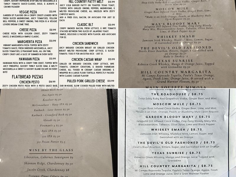 Max's Roadhouse Menu