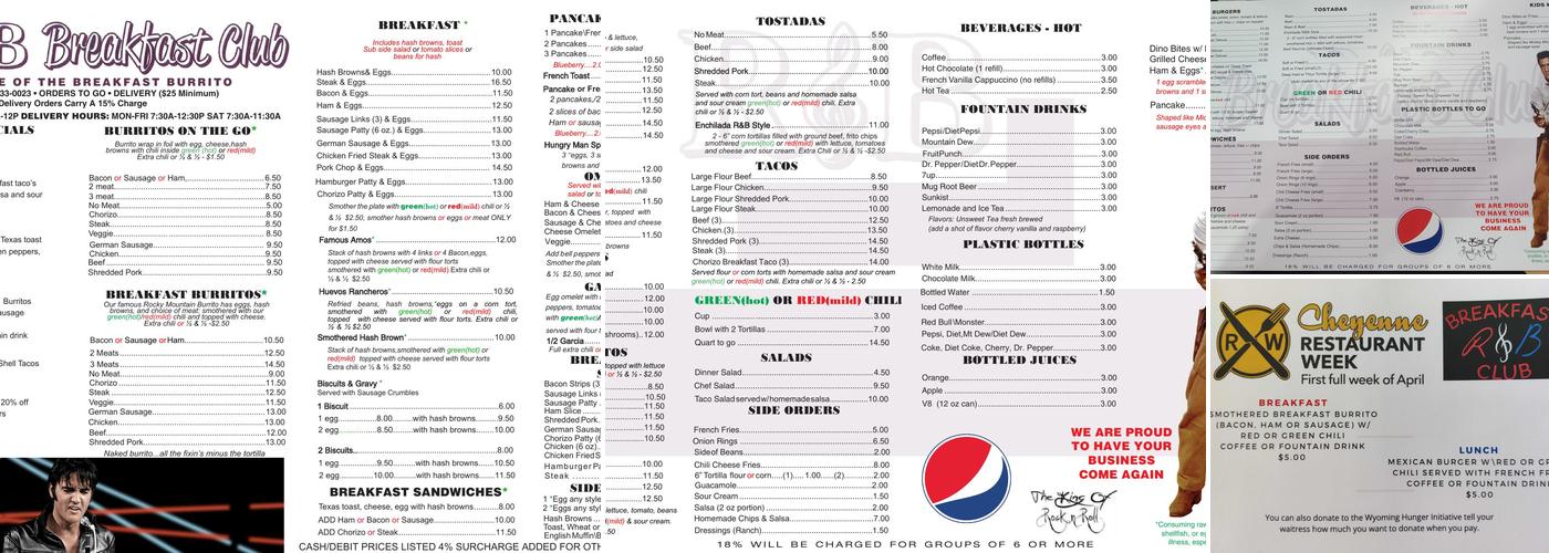 R&B Breakfast Club Menu