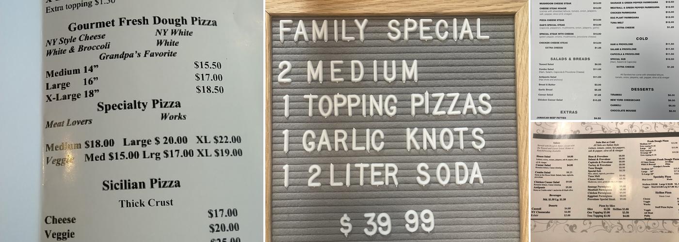 Bronx Pizza Menu