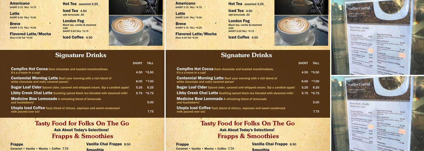 Coffee Corral Menu