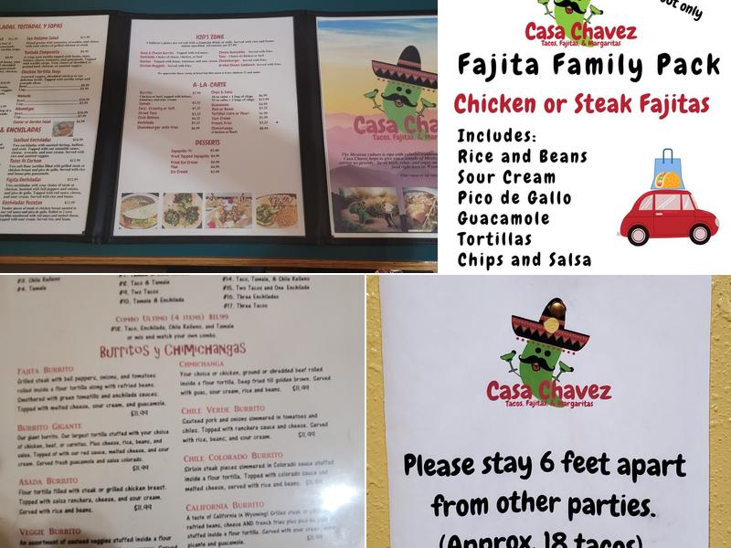 Casa Chavez Mexican Restaurant Menu