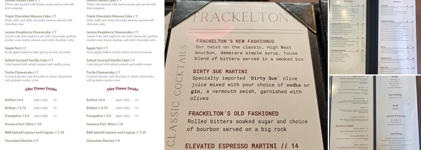 Frackelton's Menu
