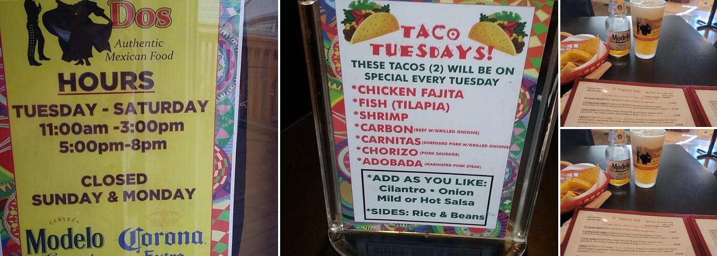 El Tapatio Dos Menu