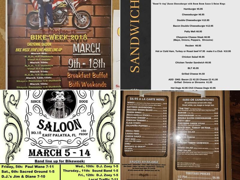 Cheyenne Saloon Menu