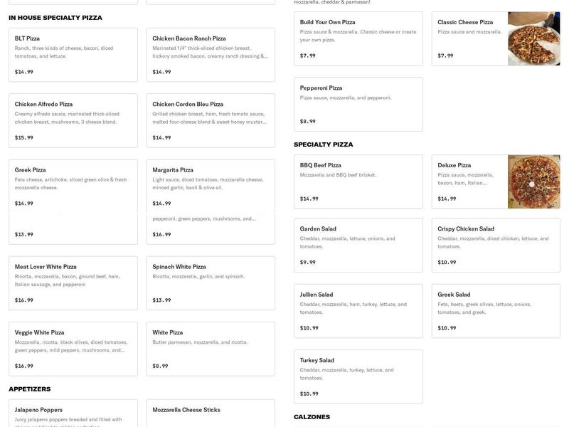 Pizzano's Pizza and Grinderz Menu