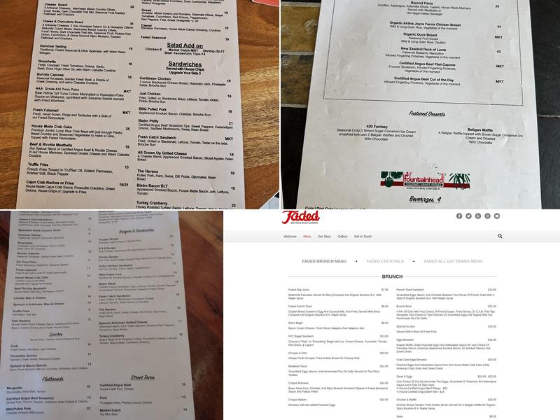 Faded Bistro & Beer Garden Menu