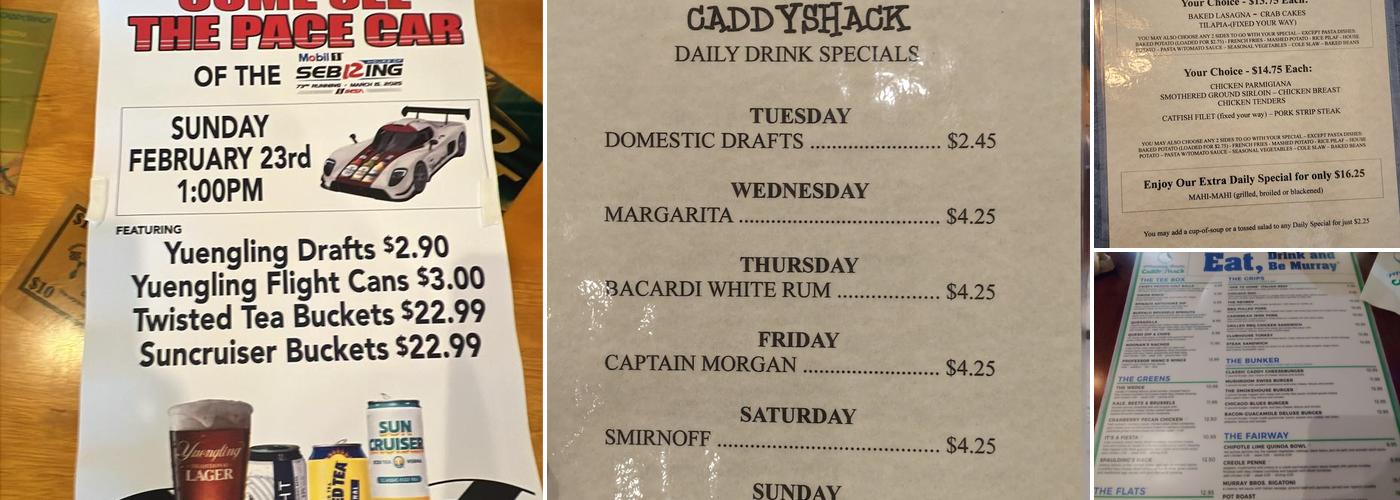 Caddyshack Bar & Grill Menu