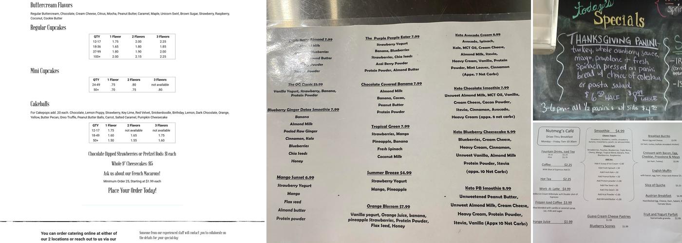 Nutmeg's Cafe Menu