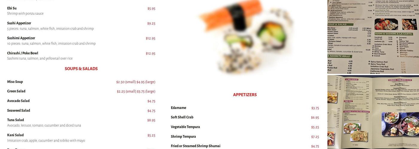 Cang Tong Japanese Steakhouse Menu