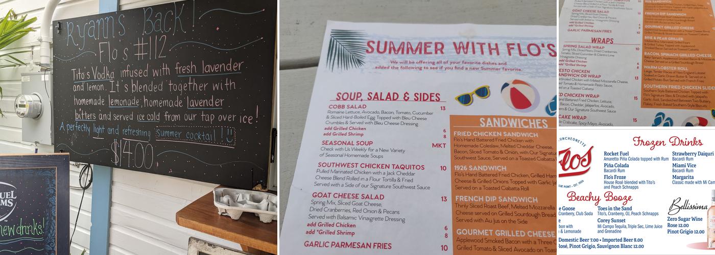 Flo's Luncheonette Menu