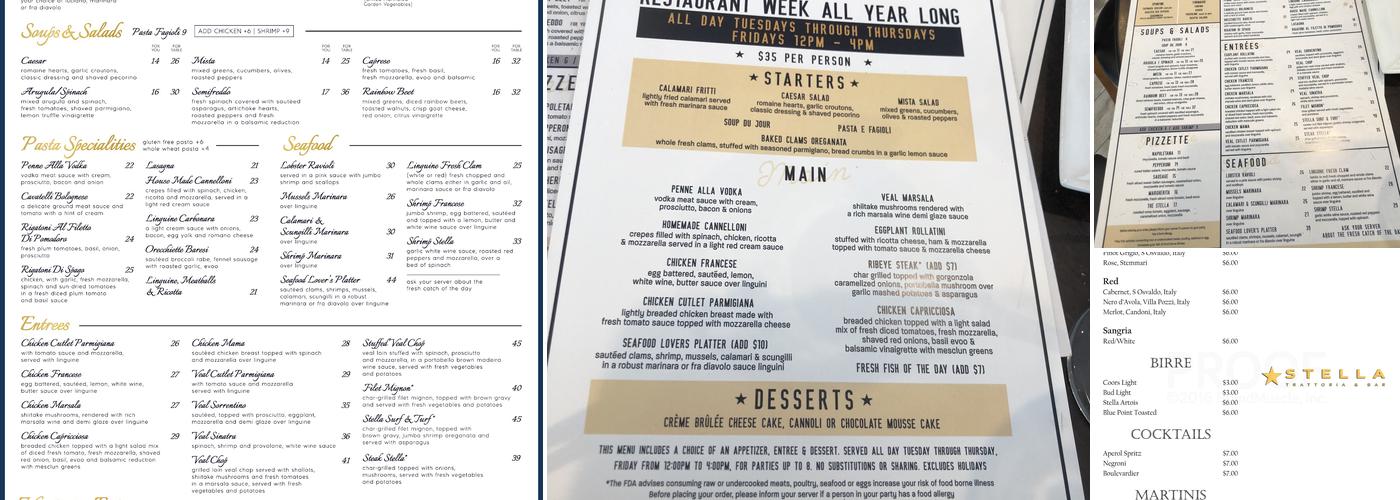 Stella Trattoria & Bar Menu