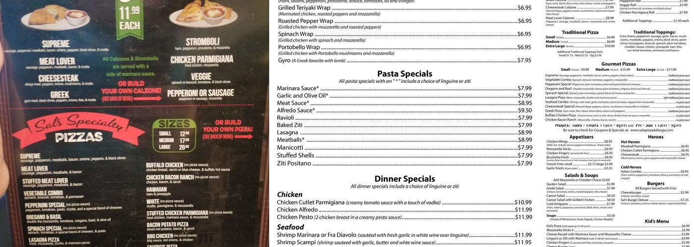 Sal's Pizza Menu
