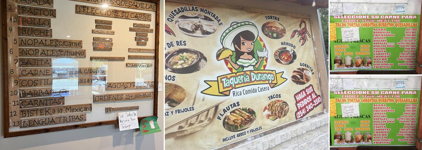 Taqueria Durango Menu
