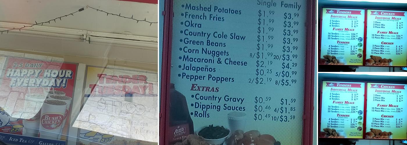 Bush's Chicken Menu